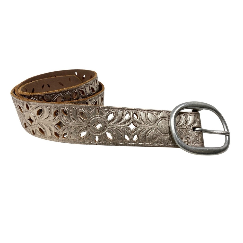 Fossil Womens Metallic Gold Boho Cut Out Design Belt Size S Festival Bohemian